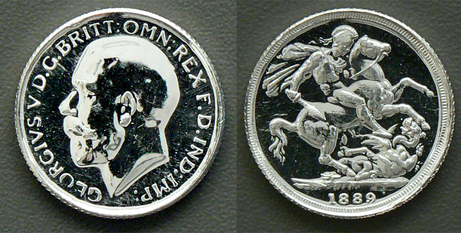 A counterfeit “sovereign” in silver