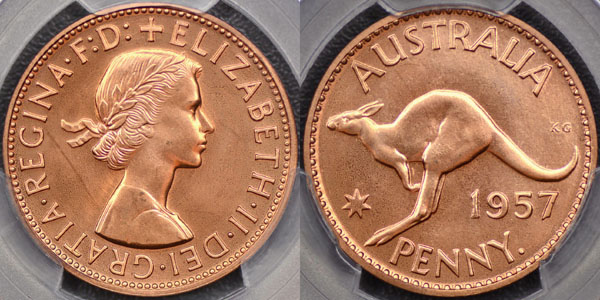 1957 proof penny brilliant