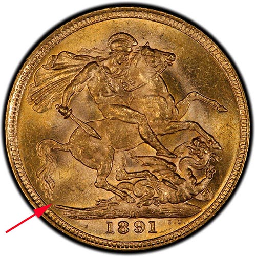 1891-M sovereign long tail