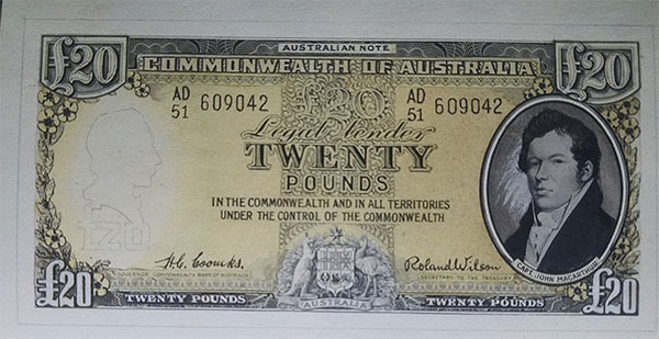 Pattern twenty pound banknote